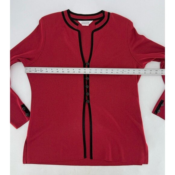 Exclusively Misook Knit Red Acrylic Rose Button Cardigan,Shoulder Pads,Mature M - Picture 11 of 12